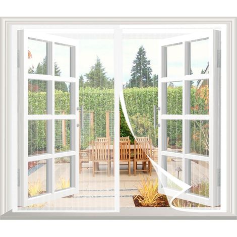 Magnetisches Fliegengitter Fenster 85x140cm, ohne Bohren, Weiß (1/5)