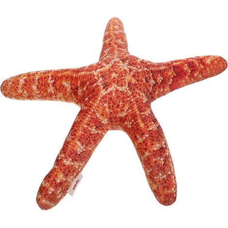 Coussin décoratif en peluche motif étoile de mer, thème plage, literie douce inspirée de l'océan (1/5)