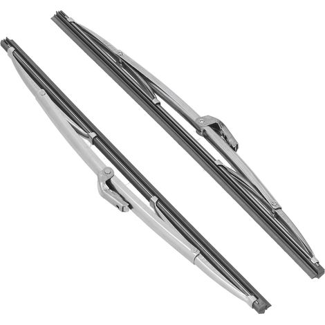 Essuie-glaces en acier inoxydable de 30,48 cm (12 pouces), finition argent brossé, universels pour voiture (1/5)