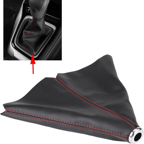 Schaltknauf-Staubschutzmanschette, Schaltmanschetten-Abdeckung, Schaltmanschette, schwarz, roter Punkt, universelles PU-Leder (1/5)