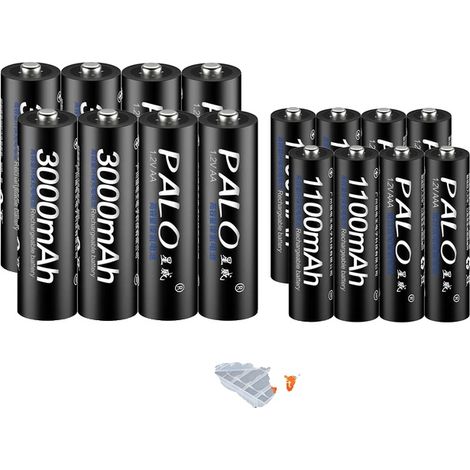 Pilas recargables, capacidad de 3000 mAh, cargador incluido, 8 pilas AA/AA (1/2)