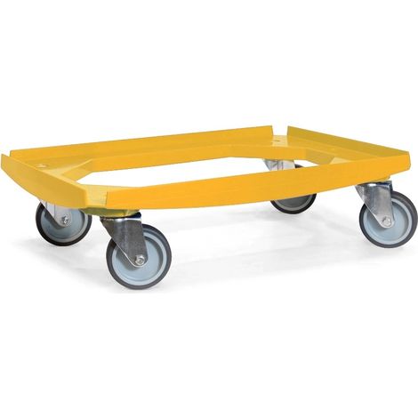 Chariot à roulettes - MESO - Plateau ABS jaune - 600x400 - 4 roues TPR 100mm - 250kg