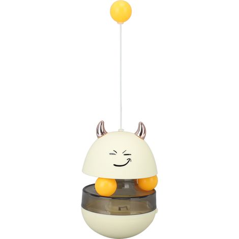 Balle distributeur de friandises jaune pour chat et chien, jeu interactif lent d'alimentation, jouet puzzle d'entraînement pour animaux. (1/5)