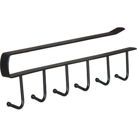 2 Tasse Rangement Crochets, Armoir, Ustensiles de Cuisine Cravates Ceintures et écharpe Accrocher Porte-Rack Crochet sous Placard Cabinet (Noir) (1/5)