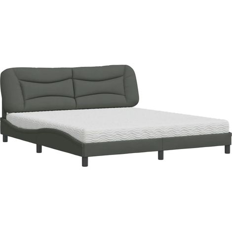 Maison Exclusive - Bett mit Matratze "Hvar" Dunkelgrau 180x200 cm