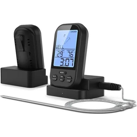 Thermomètre numérique sans fil avec télécommande et minuterie, thermomètre à viande pour steaks et grillades avec sonde – Kitchen Helper (1/5)
