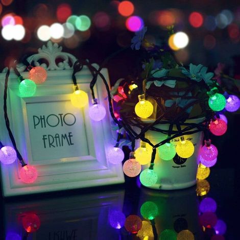 Solar Fairy Lights Outdoor Waterproof, 20LED Solar Garden Lights, 8 Mode 5M  Indoor/Outdoor Solar String Lights for Garden Patio Yard Home Christmas Parties Wedding(Multi-Coloured) (1/5)