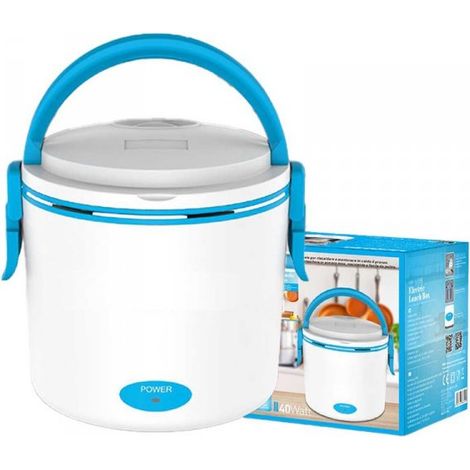 Scaldavivande Elettrico 40W Riscalda Porta Pranzo Lunchbox con 2 Contenitori Plastica 0.5L e Alluminio 0.7L Cavo Staccabile Blu