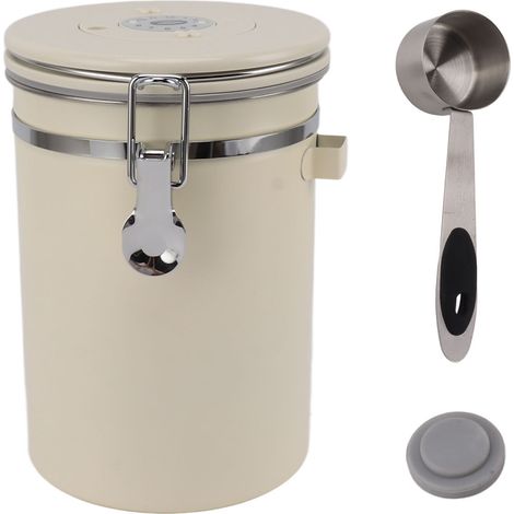 1,8-Liter-Kaffeebehälter aus Edelstahl mit Löffel – luftdichter Behälter für Kaffeebohnen, beige (1/5)