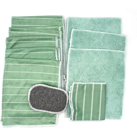 Multitanks – Kit de 5 chiffons microfibres bambou – 3 lavettes double face – 1 éponge – 1 essuie-lunettes – Super absorbant, anti-rayures