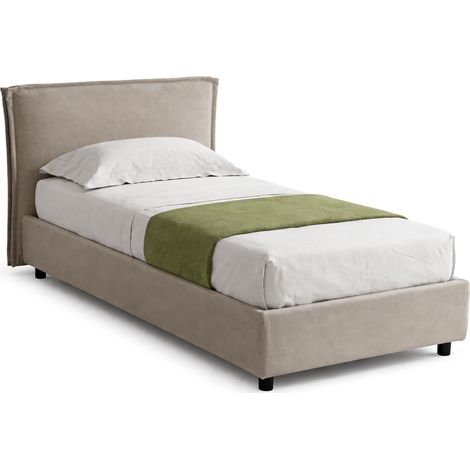 Letto Singolo Atrelmo, Materasso Incluso, Sfoderabile Made in Italy, Contenitore, Grigio Tortora