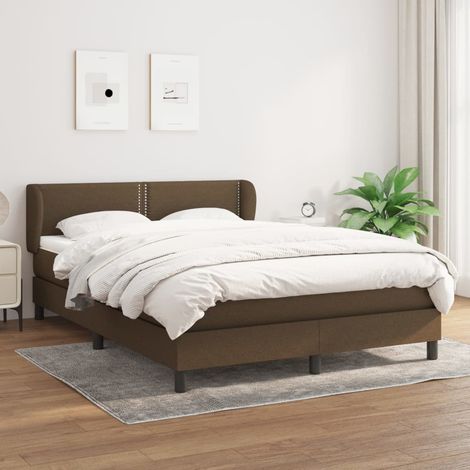Sommier à lattes de lit avec matelas Marron foncé 140x190 cm (1/5)