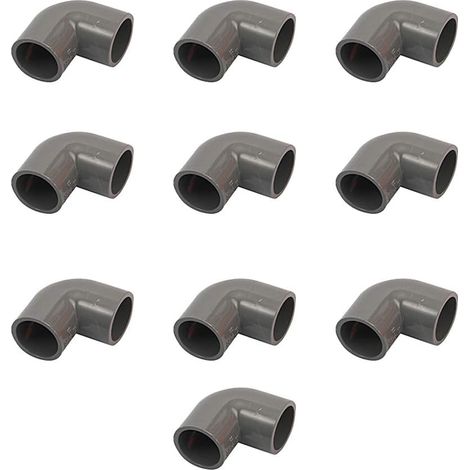 Set di 10 raccordi per tubi a gomito in PVC grigio diametro 25 mm (DN20) (1/2)