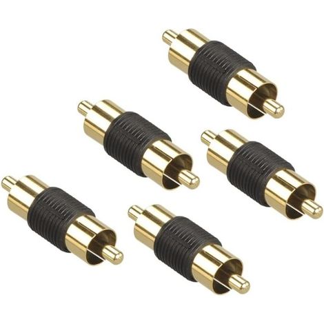 Adaptateur RCA mâle-mâle connecteur d'extension pour câble audio RCA lot de 5 connecteurs mâles doubles plaqués or (1/4)