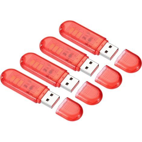 Veilleuse USB, lot de 4 petites lampes LED portables à brancher avec 3 perles lumineuses et interrupteur tactile, lumière USB, rouge (1/5)
