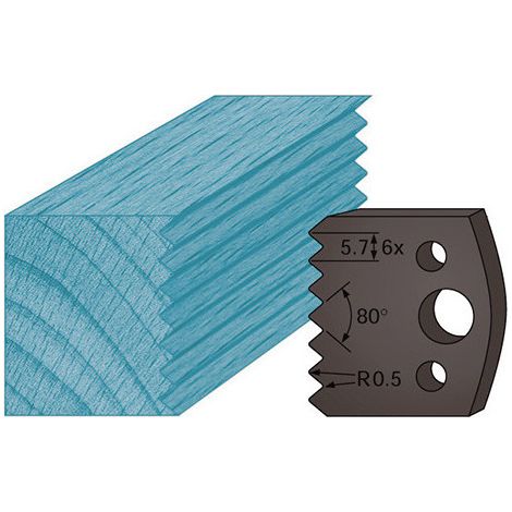 Diamwood Jeu de 2 contre-fers profilés Acier Ht. 38 x 4 mm bouvetage dents de scie 5,7 mm - Dimensions 38 x 4 mm - Épaisseur 4 mm - Compatible porte-outils de toupie (1/2)