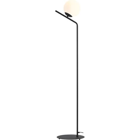 Stehleuchte Metall Glas E27 161 cm Schwarz Weiß Kugel Schirm Modern