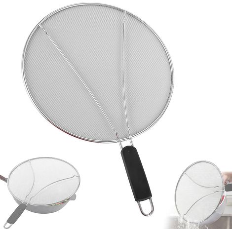 Splash Guard for Frying Pan, 13 in, Stainless Steel, Dishwasher - Effective Grease Splash Guard (1/5)
