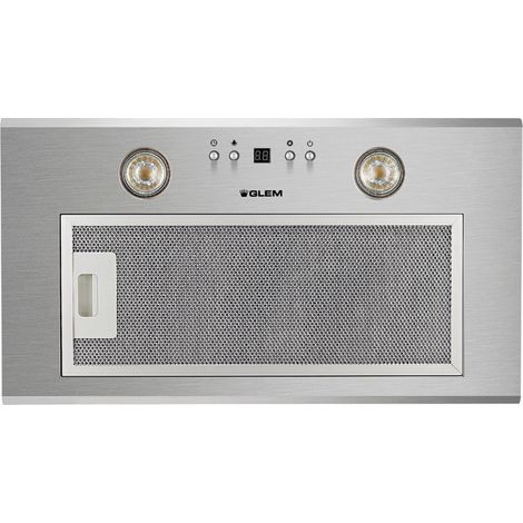 Hotte motorisée encastrable - Débit maximum : 500 m3/h - Décor : Inox - Diamètre sortie : 120 ou 150 mm - Encastrement : 477 x 262 mm - Hauteur : 275 mm - Largeur : 520 mm - GLEM (1/3)