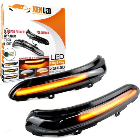 Répétiteurs clignotant LED DÉFILANT Peugeot 208 / 2008 - 2012 à 2020 - Rétroviseur DYNAMIQUE - Homologué ECE (1/5)