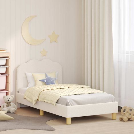 Kinderbettgestell mit Kopfteil Creme 80 x 160 cm Schafstoff (1/5)