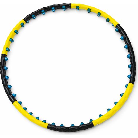 Aro de hula hoop con protuberancias de masaje, plegable - negro y amarillo (1/5)