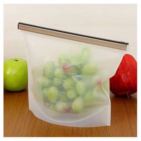 PA Set mit 4 Silikon-Aufbewahrungsbeuteln (1 l), wiederverwendbar für Sandwich, Mittagessen, Snack Gefrierschrank aus abbaubarem Silikon (233 x 179 mm) (1/3)