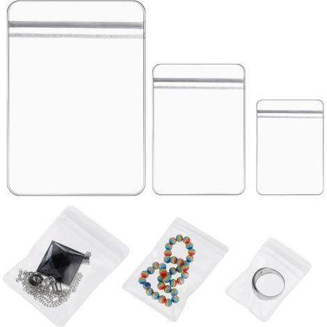 60 scatole portagioie in plastica PVC con cerniera, scatole trasparenti per riporre gioielli, astucci richiudibili e piccole scatole per riporre orecchini e anelli. (1/5)