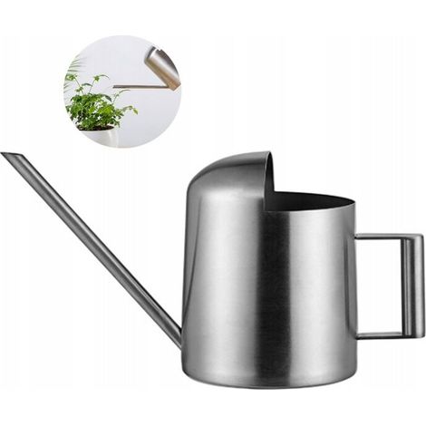 Arrosoir en acier inoxydable, arrosoir de jardin, arrosoir à fleurs, arrosoir à plantes, bouilloire, 300 ml, argent. (1/5)