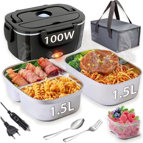 Gamelle Chauffante 100W 1,5Lx2 Lunch Box Chauffante 12V/24V/230V (1/5)