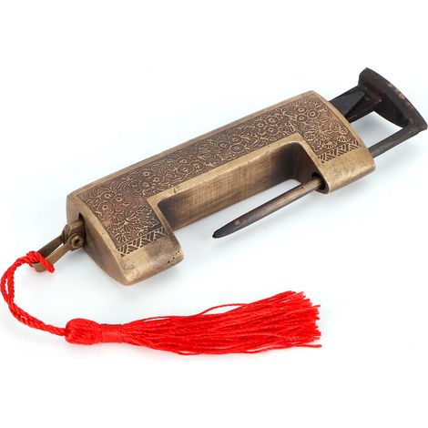 Cadenas antique en cuivre, style chinois ancien, finement sculpté, pour boîte à bijoux, cadeau de mariage, espacement de 5 cm (1/5)