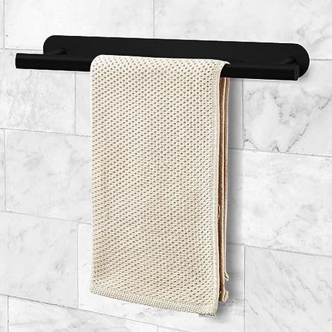 Porte-Serviettes pour Salle De Bain en Acier Inoxydable 40cm Noir - Porte Torchon et Serviette pour Cuisine (1/4)