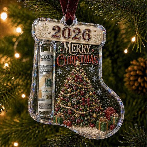 Décoration de Noël 2026 : pince à billets en forme de chaussette, porte-billets en acrylique transparent avec fente pour billets roulés, cadeau de Noël à suspendre pour offrir de l'argent pendant les (1/5)