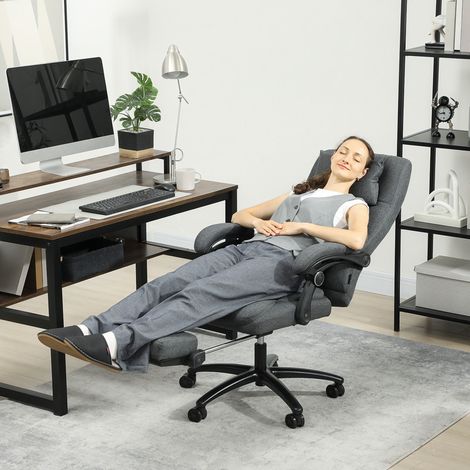 Fauteuil de bureau massant, interface USB, roulettes pivotantes, gris foncé (1/5)
