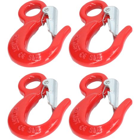 Lot de 4 crochets coulissants renforcés, robustes, trempés à haute température, pour élingues de levage pratiques et sûres. (1/5)