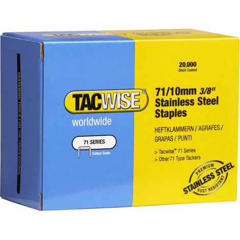Tacwise - Punti in acciaio INOX, tipo 71, 10 mm (confezione da 20.000)