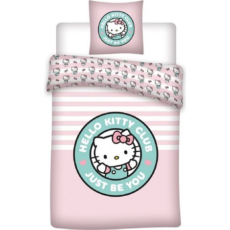 Hello Kitty Bettwäsche-Set Poly-Baumwolle Decken- & Kissenbezug 140x200 + 65x65 cm