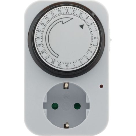 Zenitech – Programmateur mécanique quotidien blanc – Prise programmable 3680W – Tension 230V – Sûreté enfants et interrupteur intégré
