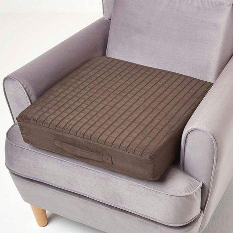 HOMESCAPES Coussin d'assise déhoussable en suédine, Chocolat (1/4)