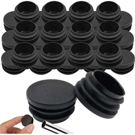 YMYNY Lot de 30 bouchons à lamelles ronds en plastique - Pour tubes en acier, tables, chaises, meubles, bâtons de marche, support en métal, noir, 30 x 17 mm (1/4)