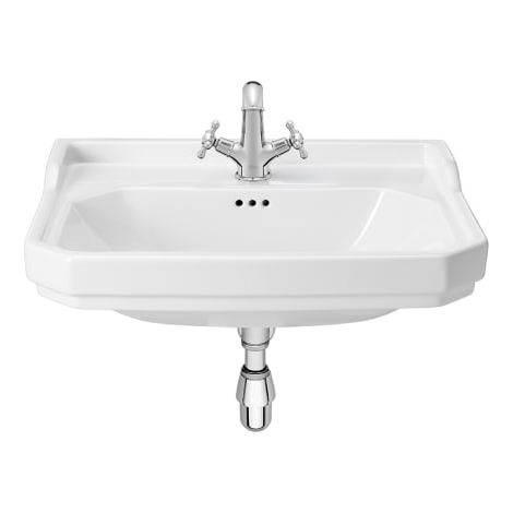 Lavabo de porcelana mural para pedestal con 3 orificios CARMEN - ROCA Longitud: 650 mm