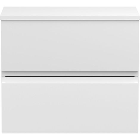 Mavesyn Contemporary 2 Drawer Wall Hung Vanity Unit with Worktop, Satin White, 600mm