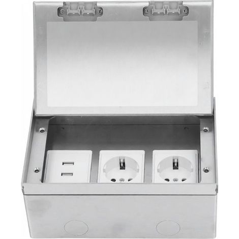 Connettore custodia di terra ad incasso impermeabile in acciaio inox, kit di aspirazione piatta 4 kW con 2 porte USB non standard per marmo (1/5)