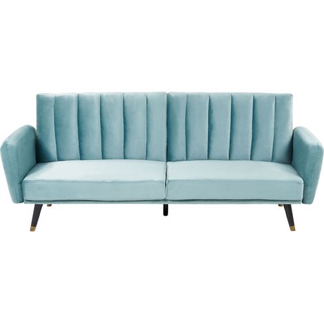 Schlafsofa 3-Sitzer VIMMERBY Samtstoff Hellblau (1/5)