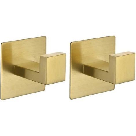 Porte-serviettes - Doré - Acier inoxydable - Autocollant - Lot de 2 - Antirouille (1/4)