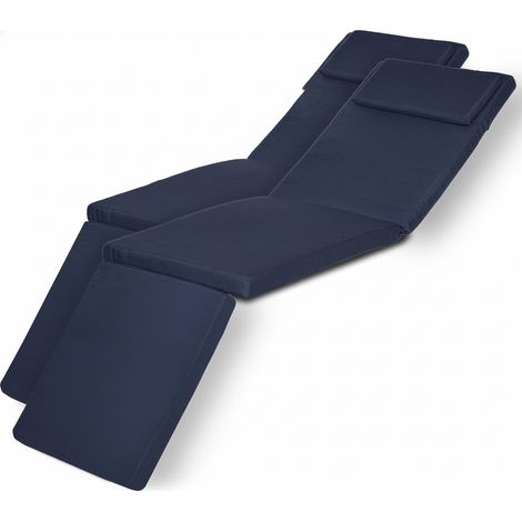 2er Set Luxus Deckchair Auflage LoftLux DC 175x45x5cm Dunkelblau