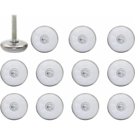 Lot de 12 cales réglables M8 25MM pour meubles avec base blanche pour table et chaises avec écrous en T à tige filetée