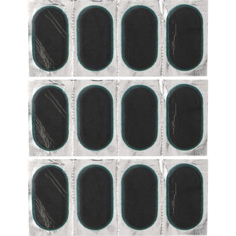 Packung mit 12 ovalen Gummiflicken für Mountainbike-Reifen, ideal zur Reparatur von Reifenpannen. (1/5)