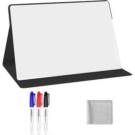 Tableau blanc portable compact, tableau effaçable à sec réutilisable avec support, tableau blanc de bureau pour réunions professionnelles, noir (1/5)
