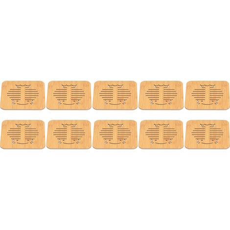 Lot de 10 sets de table creux en imitation bambou, isolants et anti-brûlures, pour bols et tasses, accessoires de cuisine, motif hibou (1/5)